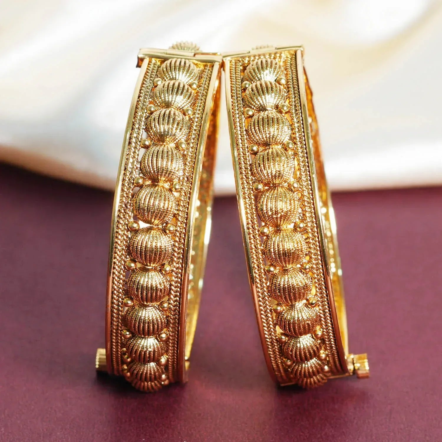 Antique Ball Design Brass Kada for Women & Girl | Handcraft Bracelet Perfect for Party & Daily wear - The Golden Cascade